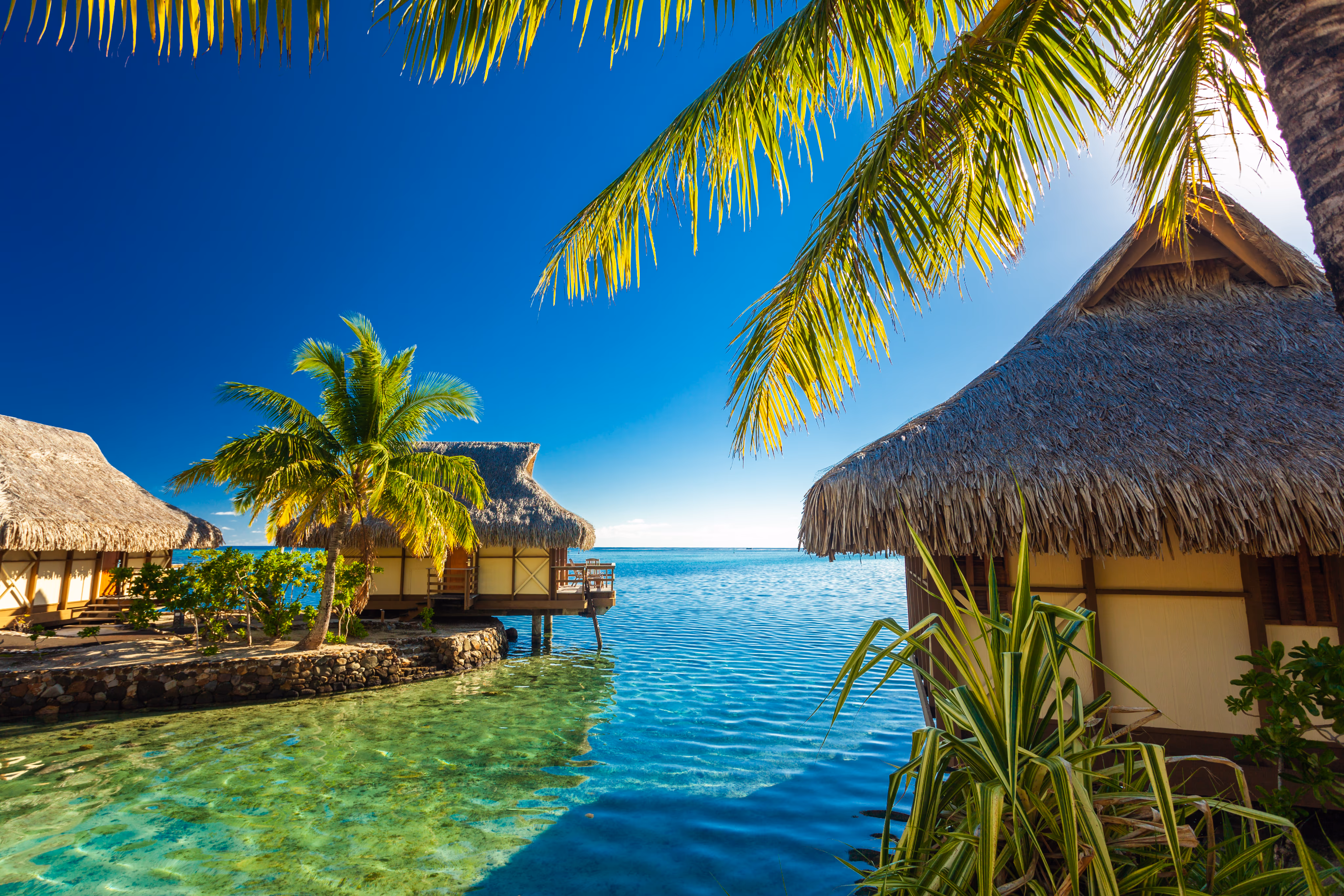 Huts and beach